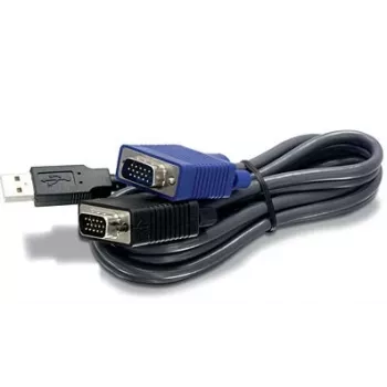 TRENDnet TK CU10 - Tastatur- / Video- / Maus- (KVM-) Kabel - USB Type A, 4-pin, HD-15 (M) - HD-15 (M) - 3,1m - Schwarz (TK-CU10)