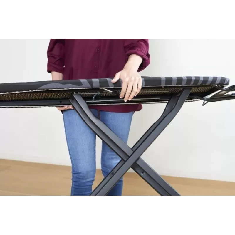 Vollwertiges Bügelbrett Taurus 994178000 – 410 x 1250 mm, höhenverstellbar bis 930 mm, Baumwollbezug, schwarz