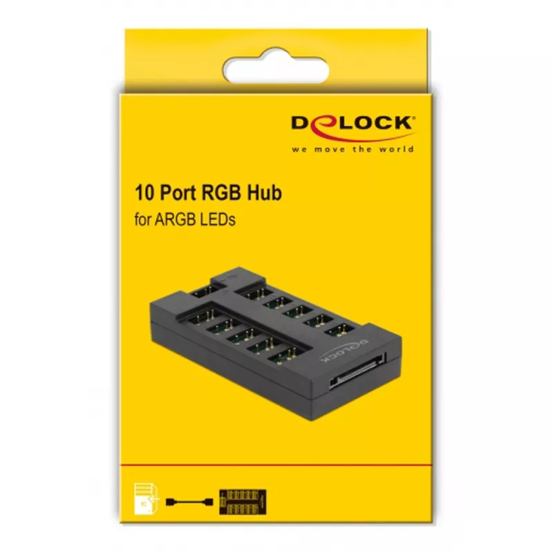 Delock - RGB LED Licht-Hub - 10 Anschlüsse - Schwarz (64128)