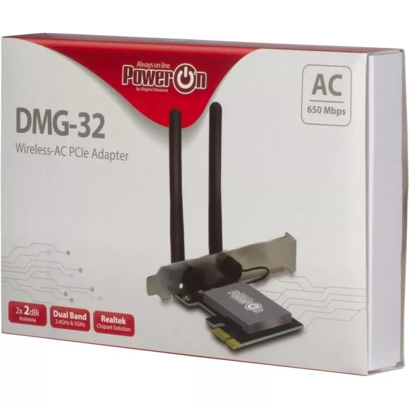 Inter-Tech DMG-32 - Eingebaut - Kabellos - PCI Express - Wi-Fi - 650 Mbit/s - Schwarz - Silber (88888148)