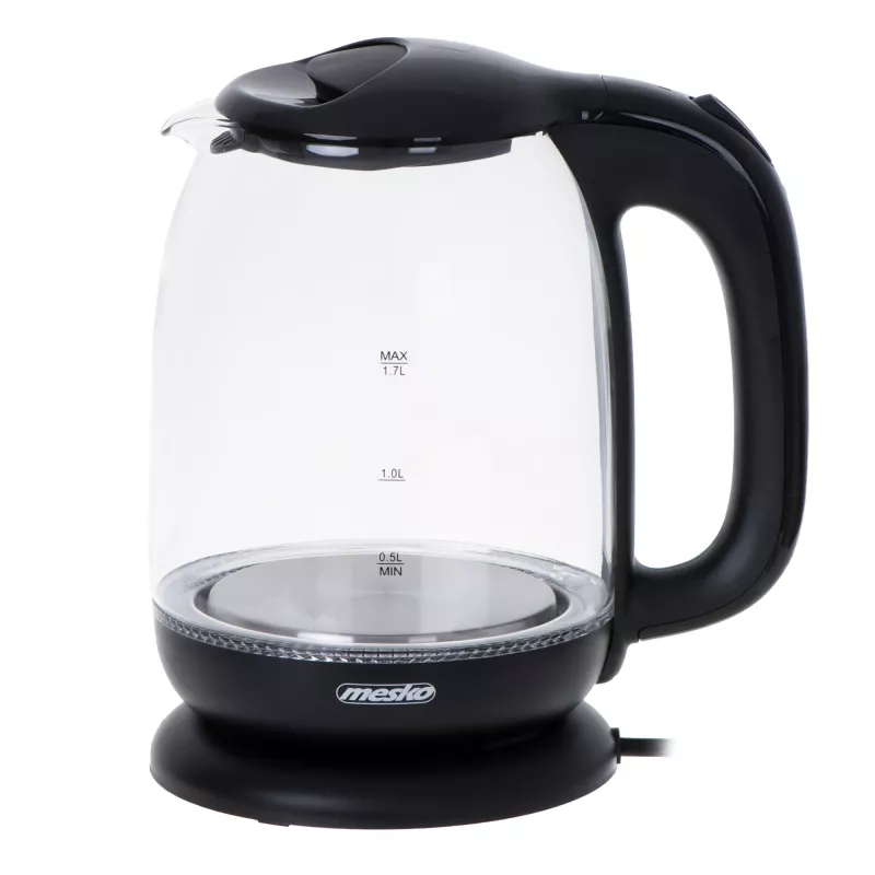 Mesko | Wasserkocher | MS 1302b | Elektrisch | 2200 W | 1,7 L | Glas | 360°-Drehsockel | Schwarz
