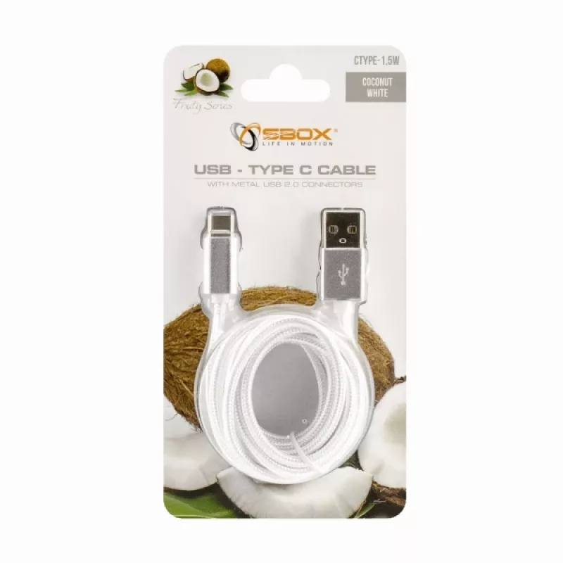 Sbox USB-TYPEC-15W USB->Type C M/M 1,5m Kokosweiß