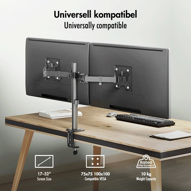Dual-Monitor-Halterung 17-32 10kg pro Arm