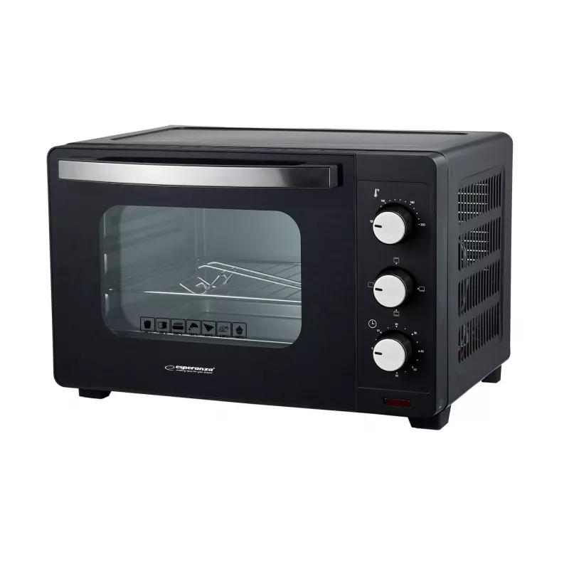 Mini-Backofen ESPERANZA EKO008N – 20 L, 1280–1300 W, bis 230 °C, 60-Minuten-Timer, Drehregler, Glastür, freistehend