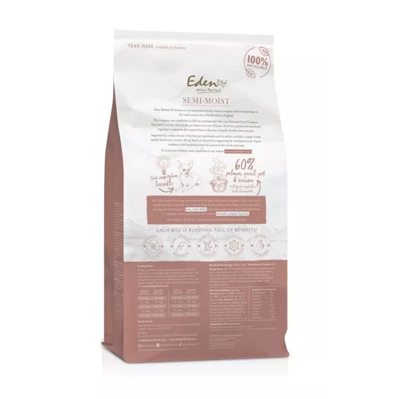 EDEN Semi-Moist Lachs & Wachtel - halbfeuchtes Hundefutter - 10kg