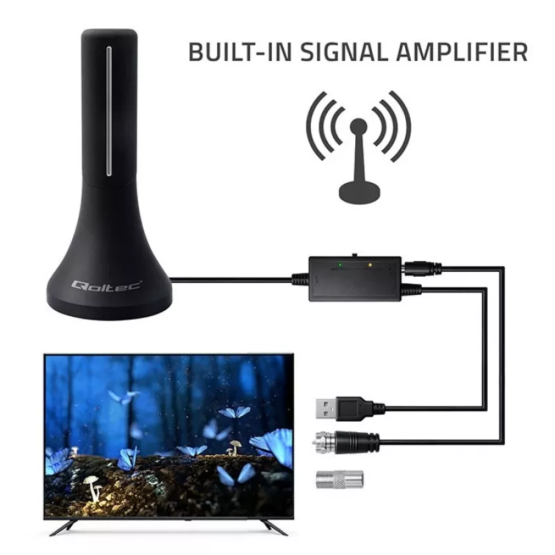 Fernsehantenne QOLTEC TV DVB-T/T2 Qoltec (Innen-/Außenbereich) Modell 57065