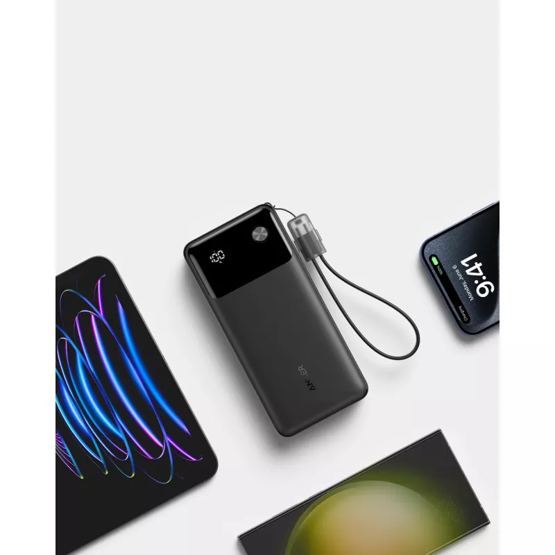 PowerBank mit USB-C-Kabel 20000 mAh 30W Schwarz
