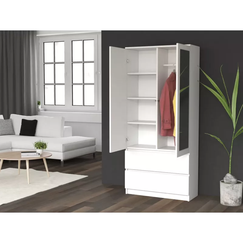Topeshop SS-90 BIEL LUSTRO bedroom wardrobe/closet 5 shelves 2 Tür(s) weiß