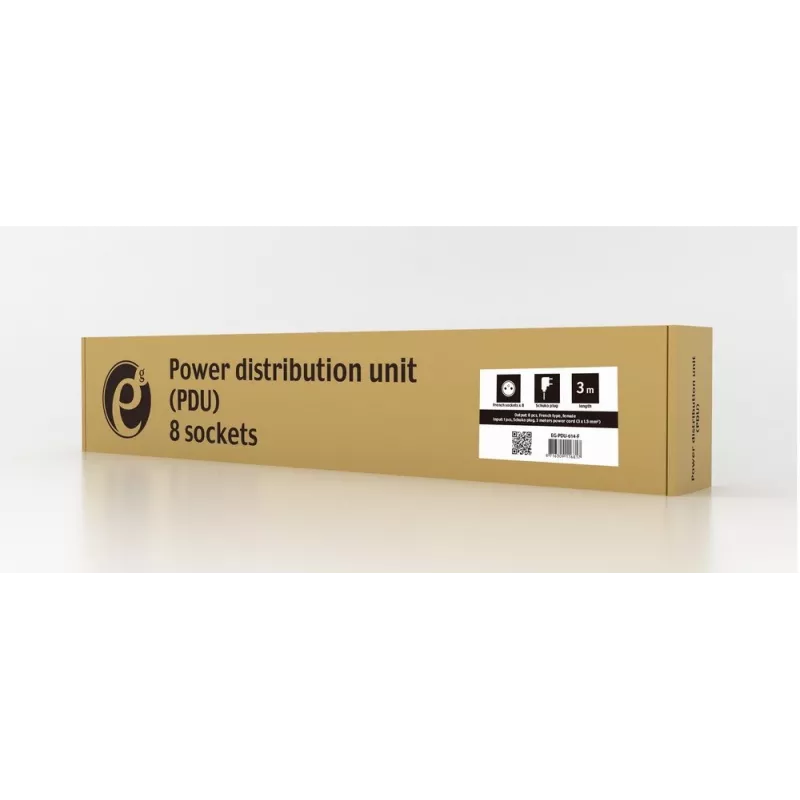 EnerGenie EG-PDU-014-F Rack-Stromverteilereinheit (8 FR-Steckdosen, 1U, 16A, Schuko-Stecker, 3m, schwarz)