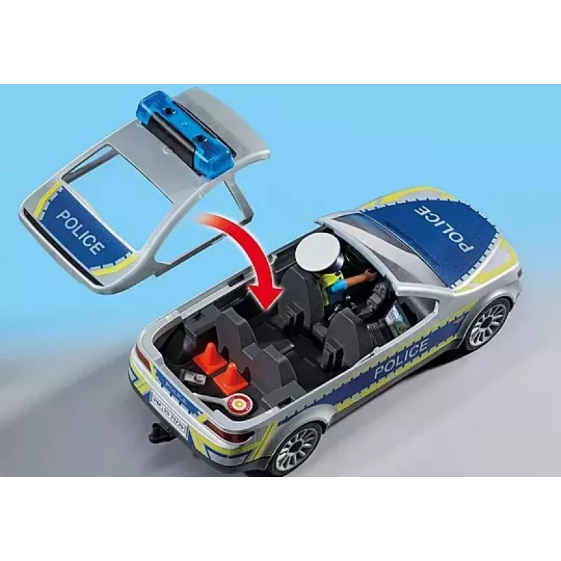 Playmobil Polizeiauto mit Sirene und Blinklicht, Mehrfarbig, Kunststoff, 3+