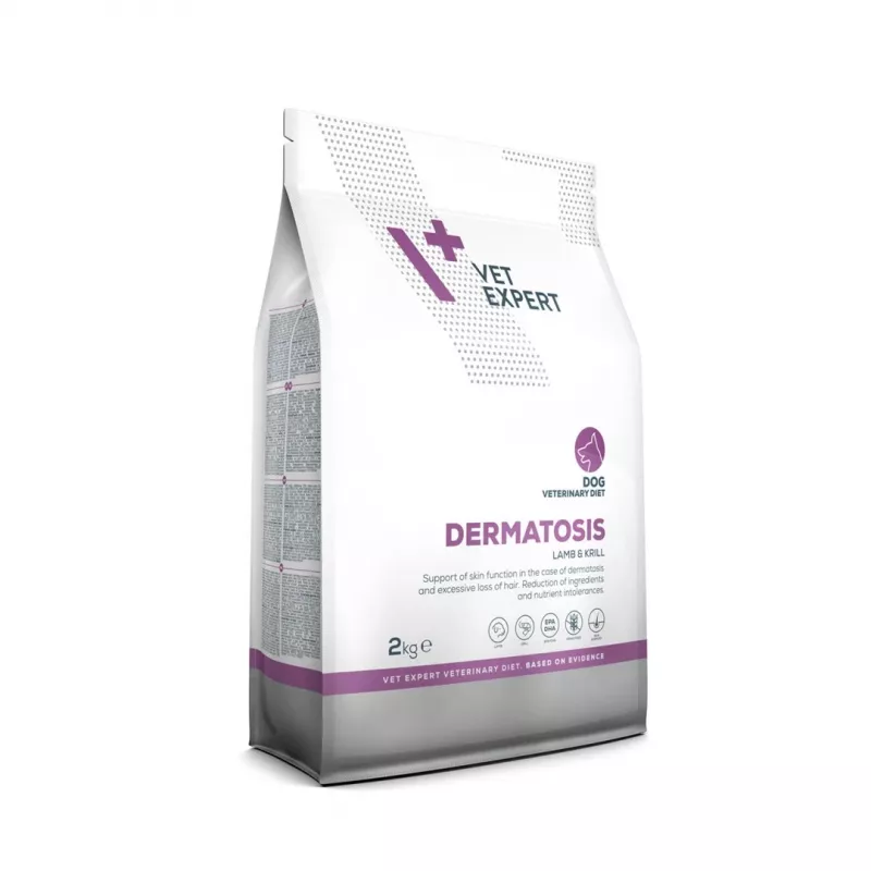 Trockenfutter für Hunde VETEXPERT Veterinary Diet Dermatosis Lamb & Krill, 2 kg, ausgewachsene Hunde, Protein 24%, Fett 17%