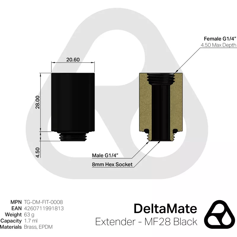 Thermal Grizzly DeltaMate Extender - MF28 schwarz (TG-DM-FIT-0008)