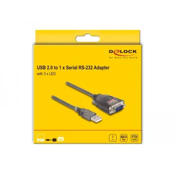 DeLOCK 61400 Kabeladapter USB A RS-232 Schwarz