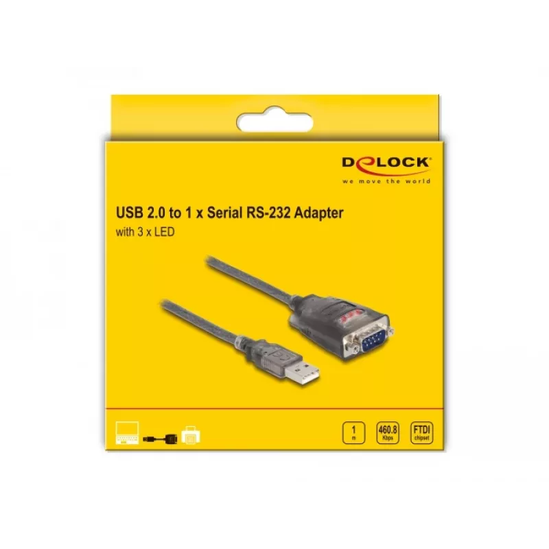 DeLOCK 61400 Kabeladapter USB A RS-232 Schwarz