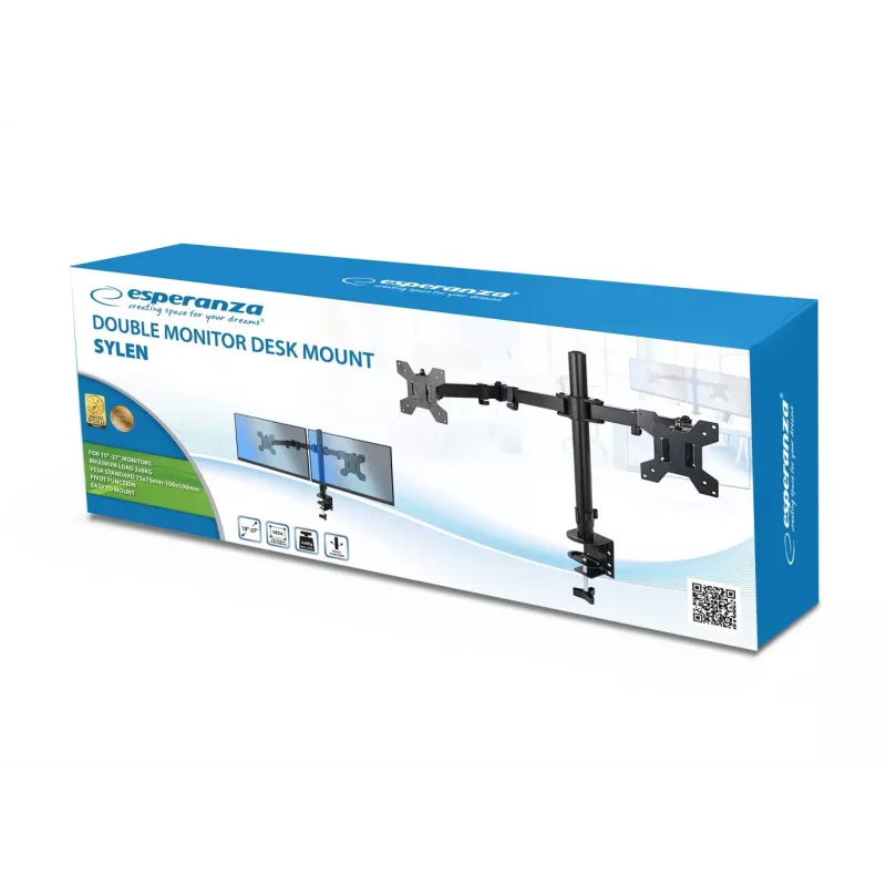 Esperanza ERW018 Tischhalterung für zwei Monitore 10-27'' bis 8 kg