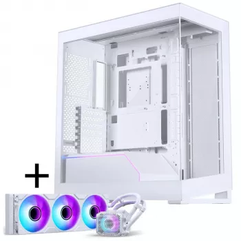 PHANTEKS NV-Serie NV5 MK2 ATX-Gehäuse, gehärtetes Glas, DRGB - Mattweiß + Glacier One 360M25 Gen2 DRGB AiO-Flüssigkeitskühlung - 360 mm