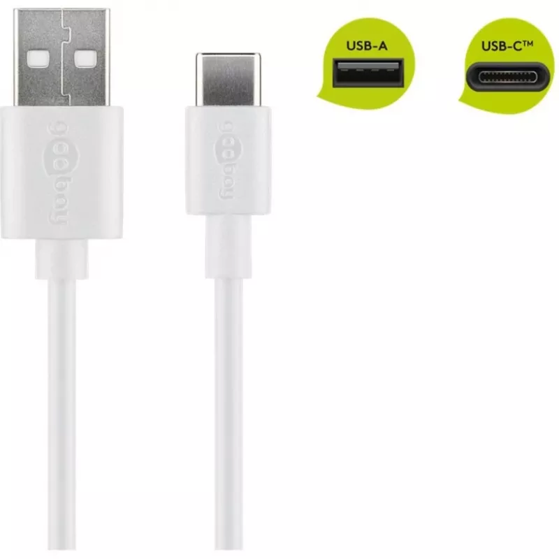 Wentronic 59130 2m USB A USB C Stecker Stecker Weiß USB-Kabel (59130)