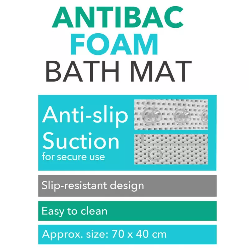 Badematte Beldray LA032722UFFEU7 Antibac Foam – Badezimmer-Bodenmatte mit antibakterieller Schaumoberfläche