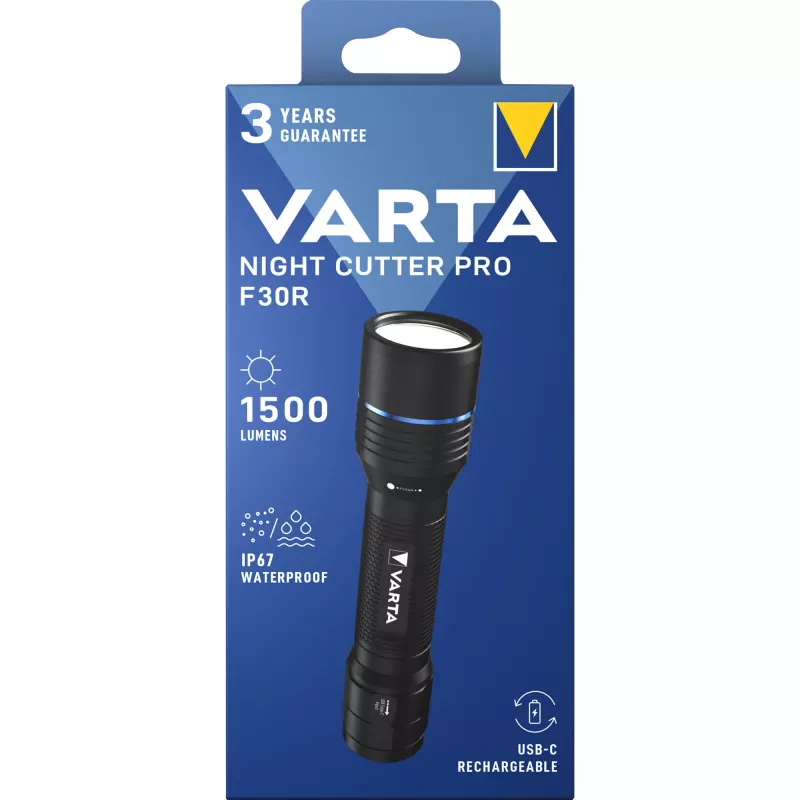 Taschenlampe Varta F30R Aluminium Wiederaufladbare LED, Aluminiumgehäuse, wiederaufladbar