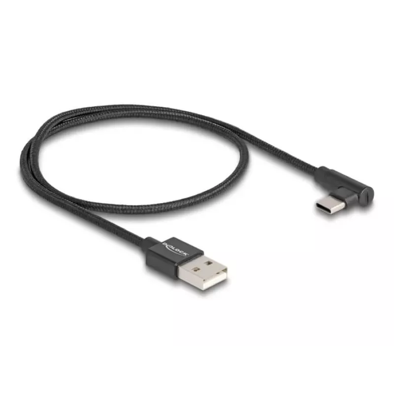 DeLOCK USB 2.0 Kabel Typ-A Stecker auf USB Typ-C Stecker abgewinkelt 0,5 m schwarz