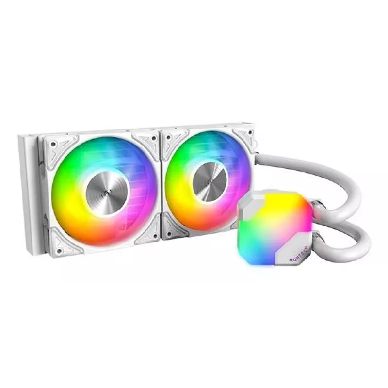 AIO-Wasserkühlung Montech Hyper Flow ARGB 240 mm Weiß — 240 mm Radiator, ARGB-Beleuchtung, weiße Ausführung