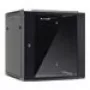 NETRACK 019-120-66-022 Wand-/Hängeschrank 19 Zoll 12U/600 mm Glastür schwarz abnehmbare Seitenwand