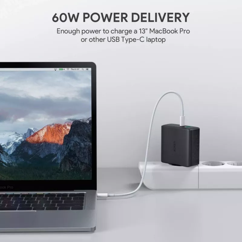PA-D3 Wandladegerät 2xUSB Power Delivery (1xUSB+1xUSB C) 5,4A 60W Dynamic Detect