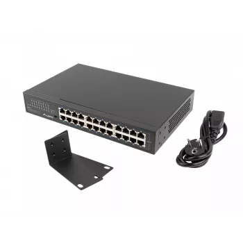 Unmanaged Switch LANBERG RSGE-24 — 24× Gigabit Ethernet 1U, rack-montierbar, schwarz