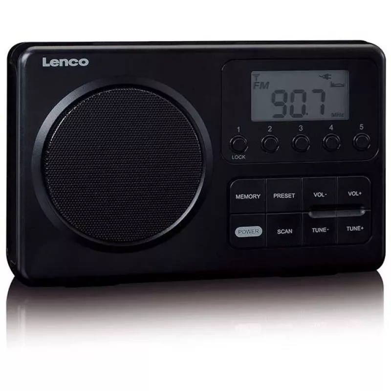 Tragbares Radio Lenco MPR-035BK — FM/AM, Netz- und Batteriebetrieb, 2,5-Zoll-LCD, 20 FM-Senderspeicher, 3,5-mm-Ausgang