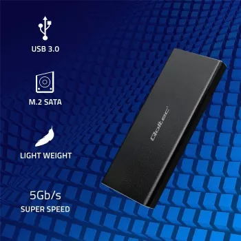 M.2 SATA SSD-Gehäuse QOLTEC 51854 USB 3.0 werkzeuglos