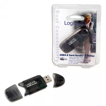 Kartenleser LOGILINK CR0007 USB 2.0 für SD/MMC, schwarz, bis zu 480 Mbit/s