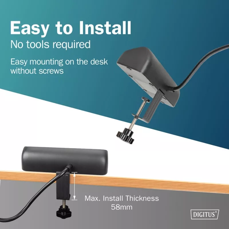 Mehrfachsteckdose DIGITUS 3-fach mit 2×USB-A & 1×USB-C, 3 AC-Steckdosen Typ E/F, 1,5 m Kabel, schwarz