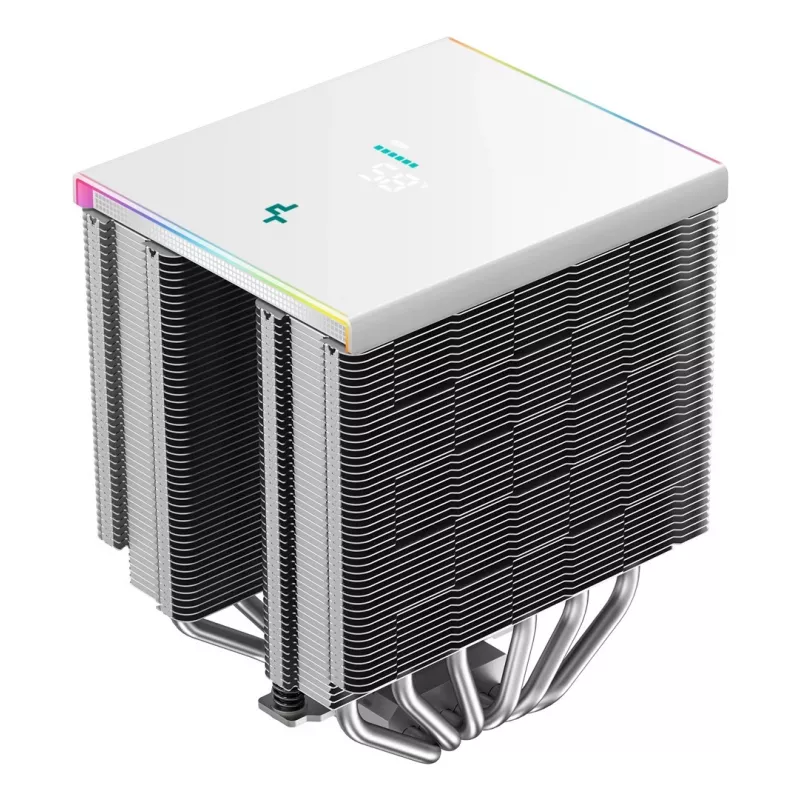 Luftkühler DeepCool AK620 Digital SE White — zwei 120-mm-Lüfter, 6 Heatpipes, PWM, LGA-1700-Unterstützung, integrierte Anzeige