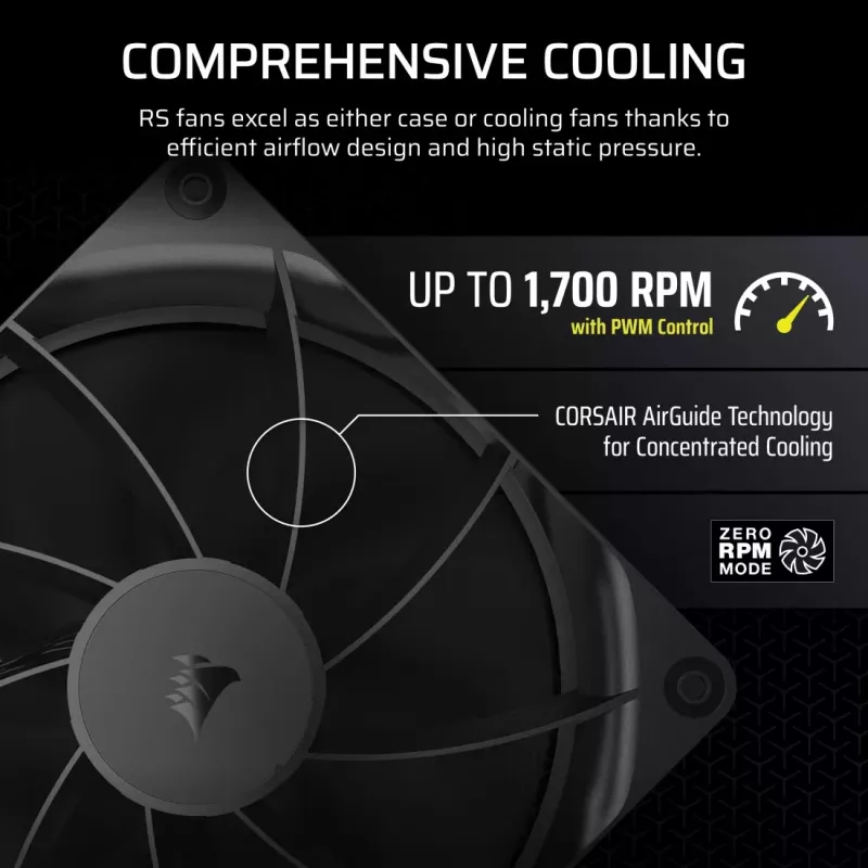 Lüfter Corsair RS140 14 cm Schwarz 330–1700 U/min 0,11–3,46 mmH2O