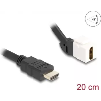 DeLOCK Keystone-Modul-Kabel HDMI Stecker auf Buchse 45° gewinkelt 8K 60 Hz 20 cm schwarz