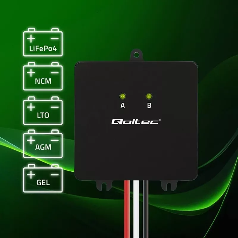 Batterie-Spannungsausgleicher QOLTEC 51097 für 24V (2×12V) Batterien, 5A Ausgleichsstrom