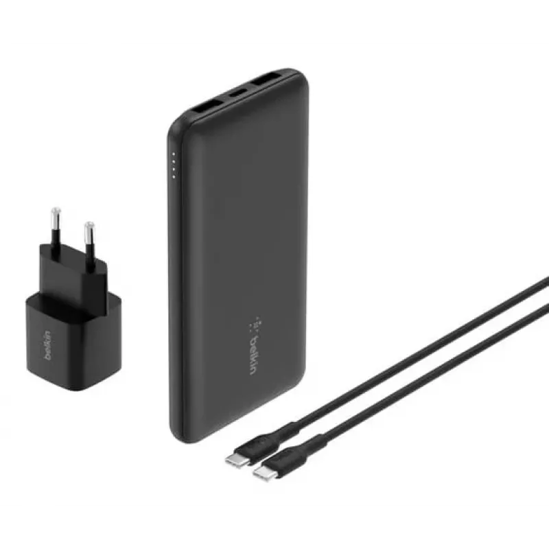 Belkin BoostCharge - Powerbank + AC-Netzteil - 10000 mAh - PD - 3 Ausgangsanschlüsse (24 Pin USB-C, 2 x USB)