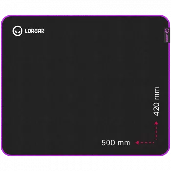Lorgar Main 315, Gaming-Mauspad, Hochgeschwindigkeitsoberfläche, Violetter Anti-Rutsch-Gummisockel, Größe: 500 mm x 420 mm x 3 mm, Gewicht 0,39 kg
