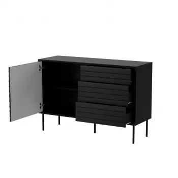 Kommode cama meble CORTINA 1D3S 120x40x81 cm, schwarz, 3 Schubladen, Spanplatte