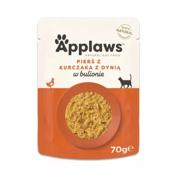 Applaws Nassfutterbeutel für Katzen — Hühnerbrust mit Kürbis, 70 g, adult, 84% Feuchtigkeit, 12% Protein, getreide- und glutenfrei