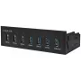LogiLink USB 3.0 Hub, 7-Port 5,25 Zoll intern, mit Schnellladefunktion - Hub - 6 x SuperSpeed USB 3.0 + 1 x SuperSpeed USB 3.0 (Laden)