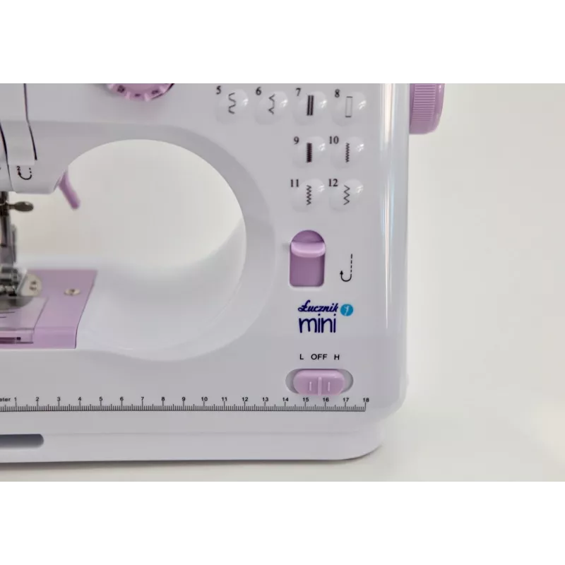 Halbautomatische Nähmaschine Łucznik Mini — Elektrisch, 3 Stichmuster, 4-Stufen-Knopfloch, Freiarm