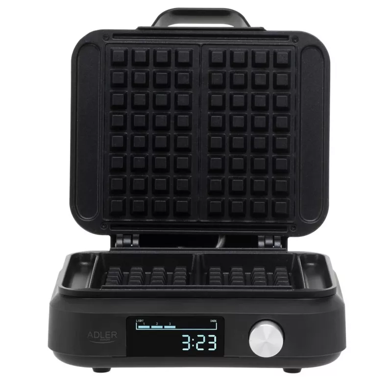 Waffeleisen Adler AD 3087 — elektrisches belgisches Waffeleisen, 2200 W, 2 rechteckige Platten 9×17 cm, schwarz