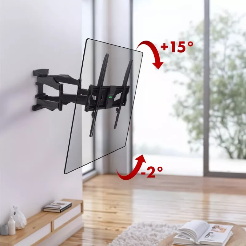 Wand-TV-Halterung MACLEAN MC-781 für Bildschirme von 66–177,8 cm (26–70 Zoll), neigbar -12–2°, VESA 100x100–400x400, max. Belastbarkeit 45 kg, schwarz