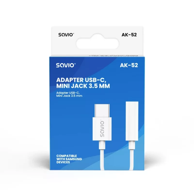 USB Typ 3.1 C (M) – Klinke 3,5mm (F) Audio-Adapter Weiß SAVIO AK-52