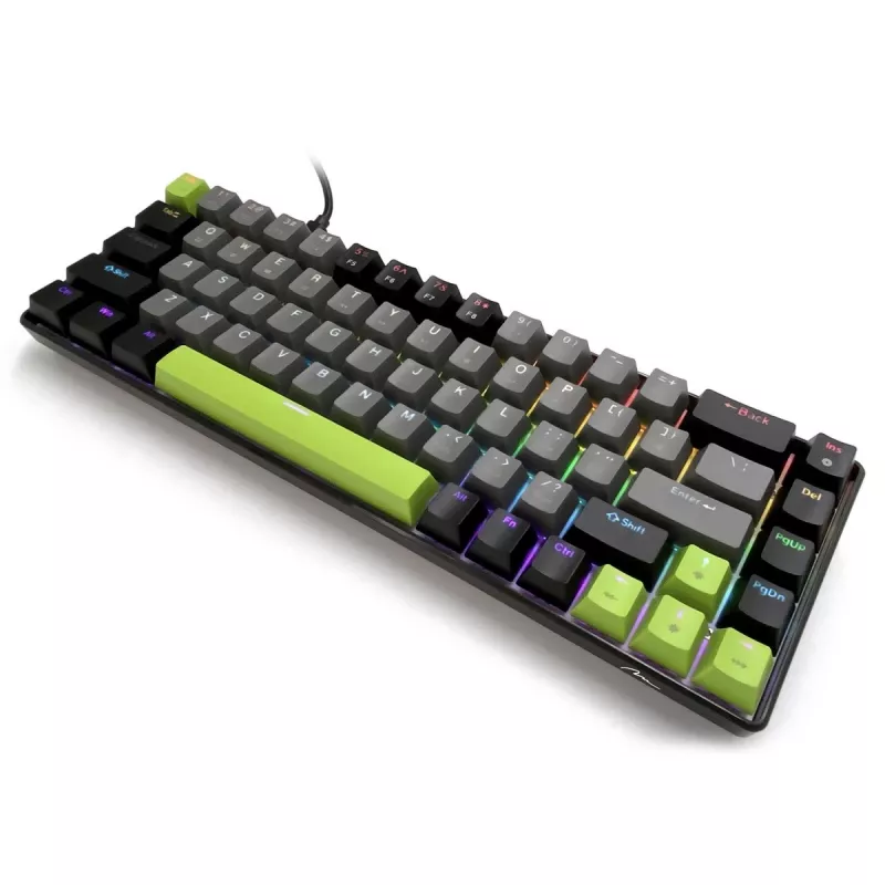 Mechanische Tastatur MEDIA-TECH MT1260 Red Core MX60, 60% Formfaktor, CHERRY MX Red Schalter, RGB-Beleuchtung, USB, grün