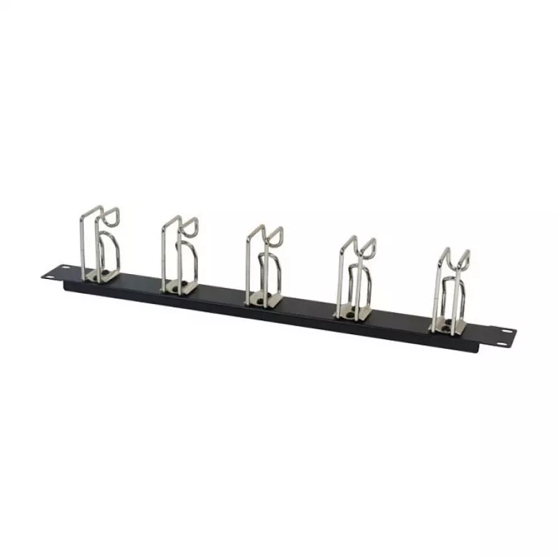 Rack-Kabelmanagement-Panel 1U Metall mit 5 großen Halterungen, ALLNET ALL-S0002251, schwarz
