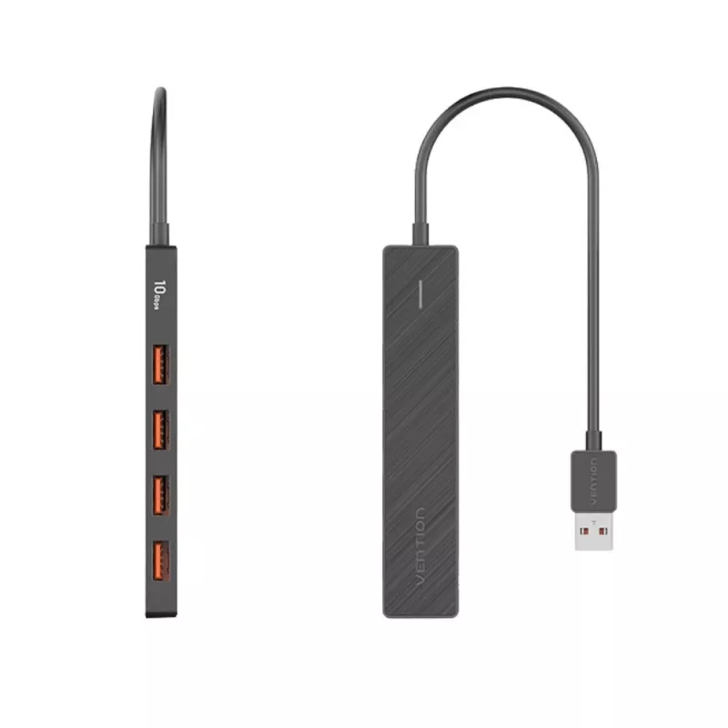USB 3.2 Gen 2 5-in-1 Multiport-Hub Vention CHOBB — 5 Ports (4× USB 3.2 Gen 2 Typ-A, 1× USB 3.2 Gen 1 Typ-A), 0,15 m, ABS, schwarz
