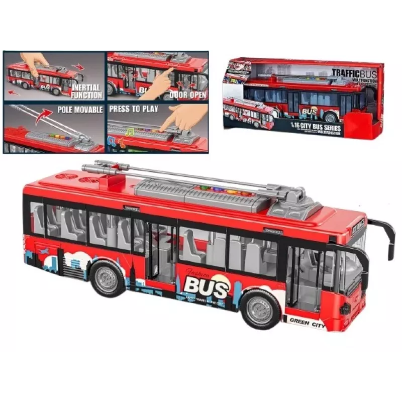 Spielzeugbus mit Lichtern, Sound und zu öffnender Tür Madej Modell 012865