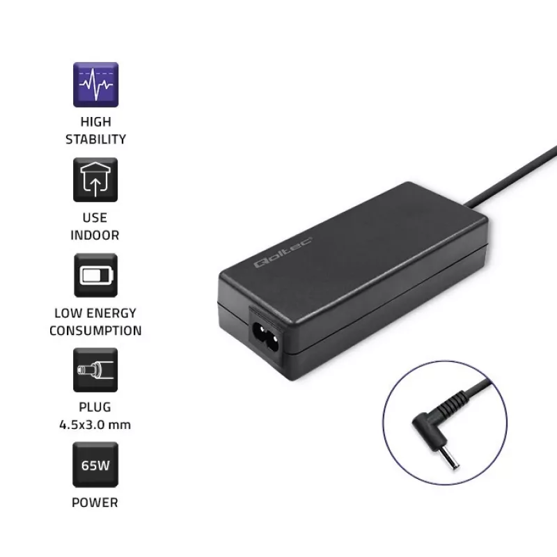 Netzteil QOLTEC 65W 19V 3,42A für Laptops und kompatible Geräte